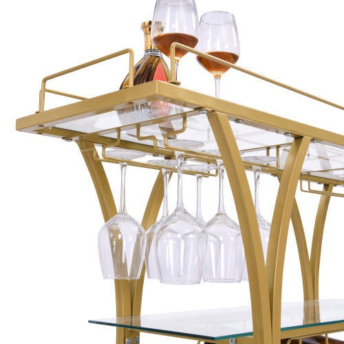Chariot de bar doré avec casier à vin
