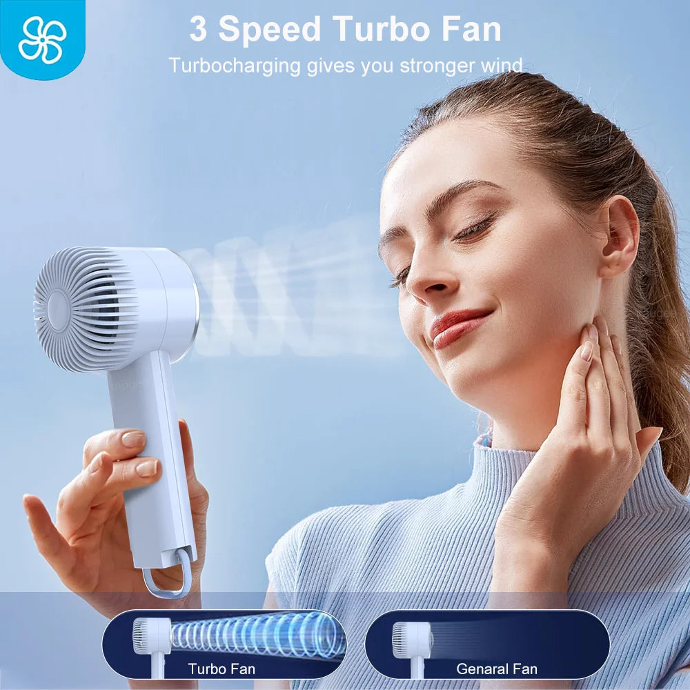 2024 Summer Gadget Handheld Turbo Jet Fan Mini Portable Ice Cold Fan Generation Brushless Motor Wind High Speed Duct Fans Violent Blower
