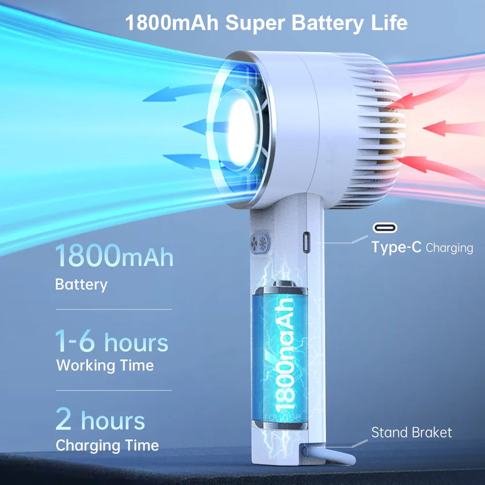 2024 Summer Gadget Handheld Turbo Jet Fan Mini Portable Ice Cold Fan Generation Brushless Motor Wind High Speed Duct Fans Violent Blower