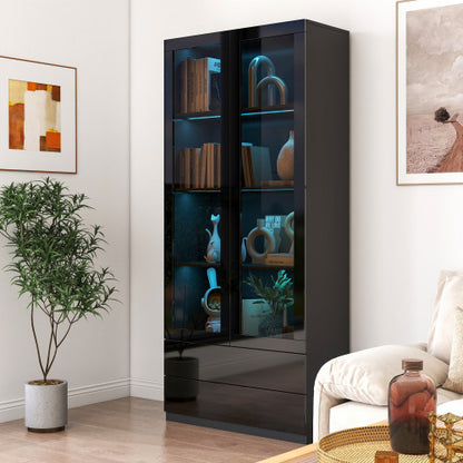 Armoire Curio avec portes vitrées