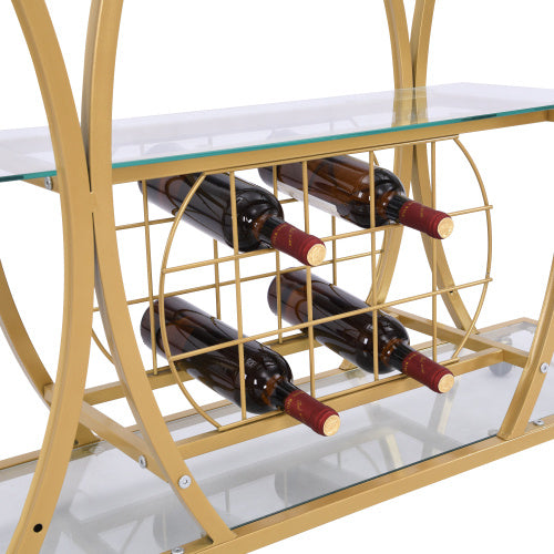 Chariot de bar doré avec casier à vin