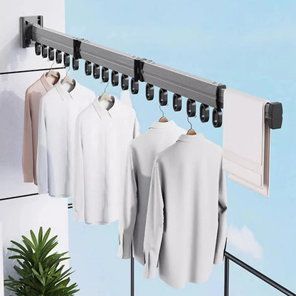 Suction Cup Folding Clothes Hanger Indoor Home Balcony Aluminum Retractable Drying Rack No Punching Folding Clothes Hanger
