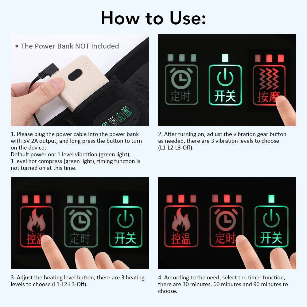 Heatable lumbar massage belt (USB)